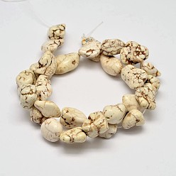Beige Dyed Nuggets Natural Magnesite Beads Strands, Beige, 11~17x10~17mm, Hole: 1mm, about 15.7 inch