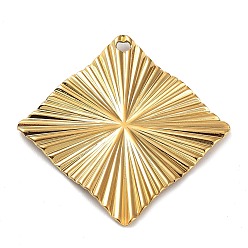 Real 18K Gold Plated Ion Plating(IP) 304 Stainless Steel Pendants, Rhombus Charm, Real 18K Gold Plated, 31x31x2mm, Hole: 1.6mm