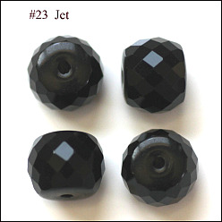 Noir Imitations de perles de cristal autrichien, grade de aaa, facette, tambour, noir, 8x6.5mm, Trou: 0.7~0.9mm