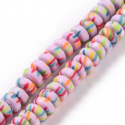 Linen Handmade Polyester Clay Beads Strand, Abacus, Linen, 6.5~7.5x3~3.5mm, Hole: 1.4~1.8mm, about 111~117pcs/strand, 15.63''~16.14''(39.7~41cm)