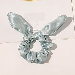 Medium Aquamarine Rabbit Ear Polyester Elastic Hair Accessories, for Girls or Women, Changeant Fabric Scrunchie/Scrunchy Hair Ties, Medium Aquamarine, 80mm