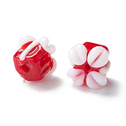 Rouge Perles lampwork, perles au chalumeau, faits à la main, coffret cadeau, pour noël, rouge, 10~13x11~13x11~13mm, Trou: 2~3mm