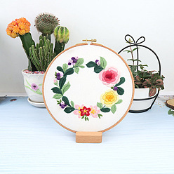 Camelia Kit de bordado diy con patrón de flores, incluyendo agujas de bordar e hilo, paño de lino de algodón, camelia, 290x290 mm