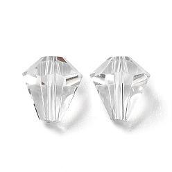 Clair Verre imitation perles de cristal autrichien, facette, diamant, clair, 10x9mm, Trou: 1mm