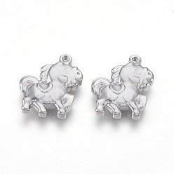 Stainless Steel Color 304 Stainless Steel Pendants, Horse, Stainless Steel Color, 18x14.5x3.5mm, Hole: 1mm