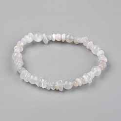 White Moonstone Bracelets élastiques, avec des perles de pierre de lune blanche naturelle, 2-3/8 pouce (6.2 cm)