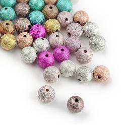 Mixed Color Spray Painted Acrylic Beads, Matte Style, Round, Mixed Color, 6mm, Hole: 1.5mm, about 4700pcs/500g