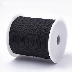Noir 1 mm noeud chinois macramé fil de bijoux queue de rat rondes cordes en nylon, noir, environ 328.08 yards (300m)/rouleau