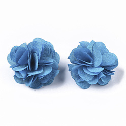 Royal Blue Polyester Fabric Flowers, for DIY Headbands Flower Accessories Wedding Hair Accessories for Girls Women, Royal Blue, 34mm