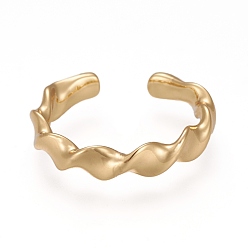 Настоящее золото 18K Латунь манжеты кольца, открытые кольца, долговечный, твист, реальный 18 k позолоченный, внутренний диаметр: 17 мм
