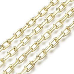 Real 16K Gold Plated Unwelded Iron Paperclip Chains, Drawn Elongated Cable Chains, with Spool, Real 16K Gold Plated, Real 16K Gold Plated, 6x4x1.1mm, about 32.8 Feet(10m)/roll