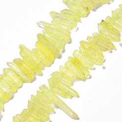 Jaune Champagne Brins de perles teintes en cristal de quartz craquelé naturel, puce, jaune champagne, 13~38x3~7x4~7mm, Trou: 1mm, Environ 67~70 pcs/chapelet, 14.76~15.16'' (37.5~38.5 cm)