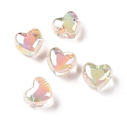 White Transparent Acrylic Beads, Bead in Bead, AB Color Plated, Heart, White, 19x21.5x14mm, Hole: 3.5mm