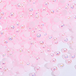 Pink Абс пластмассовые имитационные жемчужные кабошоны, ногтей декоративные аксессуары, полукруглый, розовые, 4x2 мм , около 10000 шт / мешок