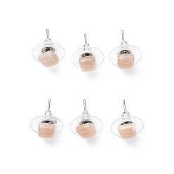 Sunstone Natural Sunstone Stud Earrings for Women, with 304 Stainless Steel Ear Studs, Square, 6x6mm, Pin: 0.8mm
