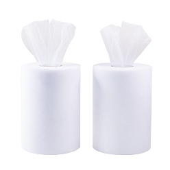 Белый Деко сетчатые ленты, тюль ткань, Тюль-рулонная ткань для юбки, белые, 6 дюйм (15 см), о 100yards / рулон (91.44 м / рулон)