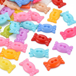 (52) Непрозрачная лаванда Пластиковые кнопки 2-отверстие, конфеты, разноцветные, 9x15.5x3 мм, отверстие : 1.8 мм