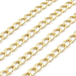 Золотой Алюминиевые скрученные бордюрный цепи, несварные, граненые, золотые, 10x6.5x1.8 мм