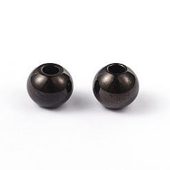 Electrophoresis Black Round 304 Stainless Steel Spacer Beads, Electrophoresis Black, 6mm, Hole: 2mm