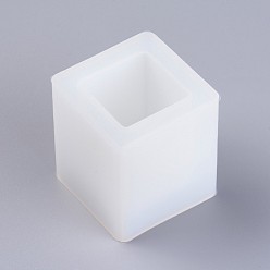 Blanc Moules porte-stylo en silicone, moules de résine, pour la résine UV, fabrication de bijoux en résine époxy, cuboïde, blanc, 5.6x5.6x6.2 cm, Diamètre intérieur: 3.7x3.7 cm