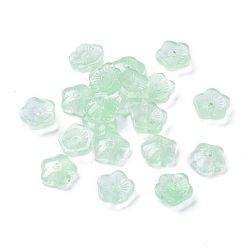 Aquamarine Imitation Jade Glass Beads, Flowers, Aquamarine, 8x3mm, Hole: 1mm
