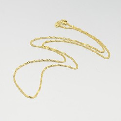 Настоящее золото 18K 925 ожерелья с цепочкой из стерлингового серебра, цепочки ожерелья волна воды, с застежками пружинного кольца, реальный 18 k позолоченный, 18 дюйм, 1.2 мм