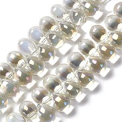 Jaune Champagne Perles en verre electroplate, perles percées, plein arc-en-plaqué, larme, jaune champagne, 13.5x9.5mm, Trou: 0.9mm, Environ 120 pcs/chapelet, 23.23'' (59 cm)