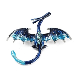 Синий Броши со стразами из сплава дракона, эмалевые булавки, античное серебро, синие, 70x78x13 мм