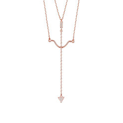 Rose Gold SHEGRACE 925 Sterling Silver Rose Gold Plated Pendant Necklaces, with S925 Stamp, with Grade AAA Cubic Zirconia, Arrow, 16.54 inch(42cm), 20mm