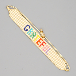 Word Miyuki Seed Braided Bead Bracelet, Word Grateful Friendship Bracelet for Women, Word, 11 inch(28cm)