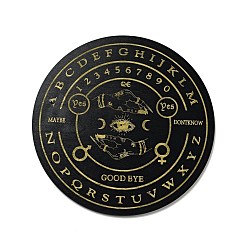 Eye Custom Poplar Wood Pendulum Board, Wooden Dowsing Divination Board, for Witchcraft Wiccan Altar Supplies, Flat Round, Black, Eye Pattern, 200x4.5mm