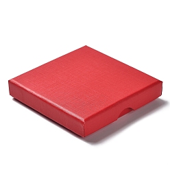 Red Cardboard Jewelry Set Boxes, with Sponge Inside, Square, Red, 9.05~9.1x9.1~9.15~x1.5~1.6cm