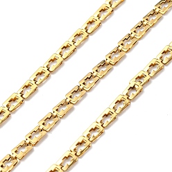 Real 18K Gold Plated 304 Stainless Steel Rectangle with Cross Link Chains, Soldered, with Spool, Real 18K Gold Plated, 5x3x1.5mm, 10m/roll