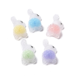 Mixed Color Opaque Resin Cabochons, Rabbit, for DIY Craft Making, Mixed Color, 33x17.5x11.5mm