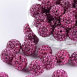 Pourpre Perles de boule pave disco , Perles de strass d'argile polymère , Grade a, fuchsia, pp 13 (1.9~2 mm), 10mm, Trou: 1mm
