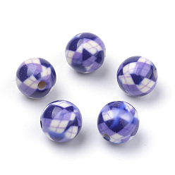 Medium Slate Blue Opaque Printed Acrylic Beads, Round, Medium Slate Blue, 10x9.5mm, Hole: 2mm