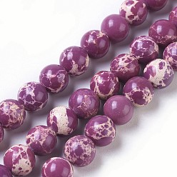 Púrpura Hilos sintéticos de cuentas de jaspe imperial, teñido, rondo, púrpura, 8 mm, agujero: 0.8 mm, sobre 47 unidades / cadena, 14.96 pulgada (38 cm)