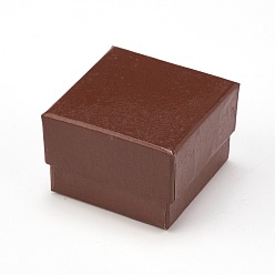 Brun De Noix De Coco Boîtes à boucles d'oreilles en carton, avec une éponge noire, pour emballage cadeau bijoux, brun coco, 5x5x3.4 cm