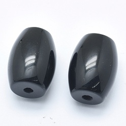 Obsidian Natural Obsidian Beads, Half Drilled(Holes on Both Sides), Barrel, 24.5~25x18mm, Hole: 2.5~3mm