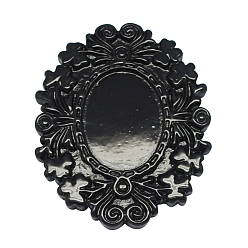 Negro Cabuchones de resina opacos, flor, negro, 9x6 mm
