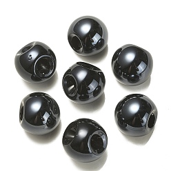 Negro Abalorios de acrílico opacos, bola redonda, superior perforado, negro, 19x19x19 mm, agujero: 3 mm