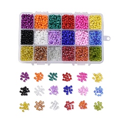 Mixed Color Glass Round Seed Beads, Transparent & Transparent Colours Lustered & Transparent Colours Rainbow & Frosted Colors & Opaque Colours & Ceylon & Baking Paint & Opaque Colors Lustered, Mixed Color, 4mm, Hole: 1.5mm, 18colors, 22g/color, 396g/box