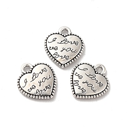 Antique Silver Tibetan Style Alloy Charms, Heart Charm, Antique Silver, 13.5x12x2mm, Hole: 1.5mm, about 500pcs/500g