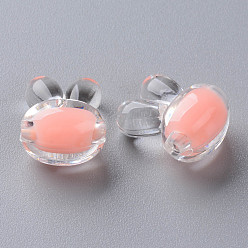 Salmon Transparent Acrylic Beads, Bead in Bead, Rabbit, Salmon, 15.5x12x9.5mm, Hole: 2mm, about 480pcs/500g