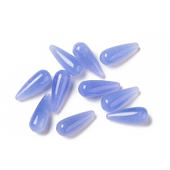 Королевский синий Заостренные бусины из натурального малайзийского нефрита, окрашенные, без отверстия , слеза, королевский синий, 19~20.5x8~8.5 мм