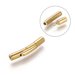 Golden Frosted Column 304 Stainless Steel Bayonet Necklace Clasps, Ion Plating (IP), Golden, 25~25.5x4.5~5x4mm, Hole: 1.8~2mm
