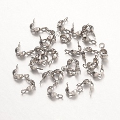 Stainless Steel Color 316 Surgical Stainless Steel Bead Tips, Calotte Ends, Clamshell Knot Cover, Stainless Steel Color, 8.5x4mm, Hole: 1.5mm