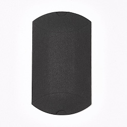 Noir Coffrets cadeaux de mariage en papier kraft, coussin, noir, 6.5x9x2.5 cm
