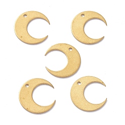 Raw(Unplated) Brass Pendant, for Jewelry Making, Moon, Raw(Unplated), 12x13x0.5mm, Hole: 1mm