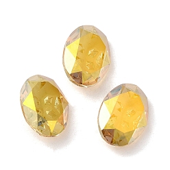 Sunshine Glass Rhinestone Cabochons, Pointed Back, Faceted, Oval, Sunshine, 18x13x6mm